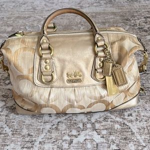 Coach Monogram Gold Handbag!!